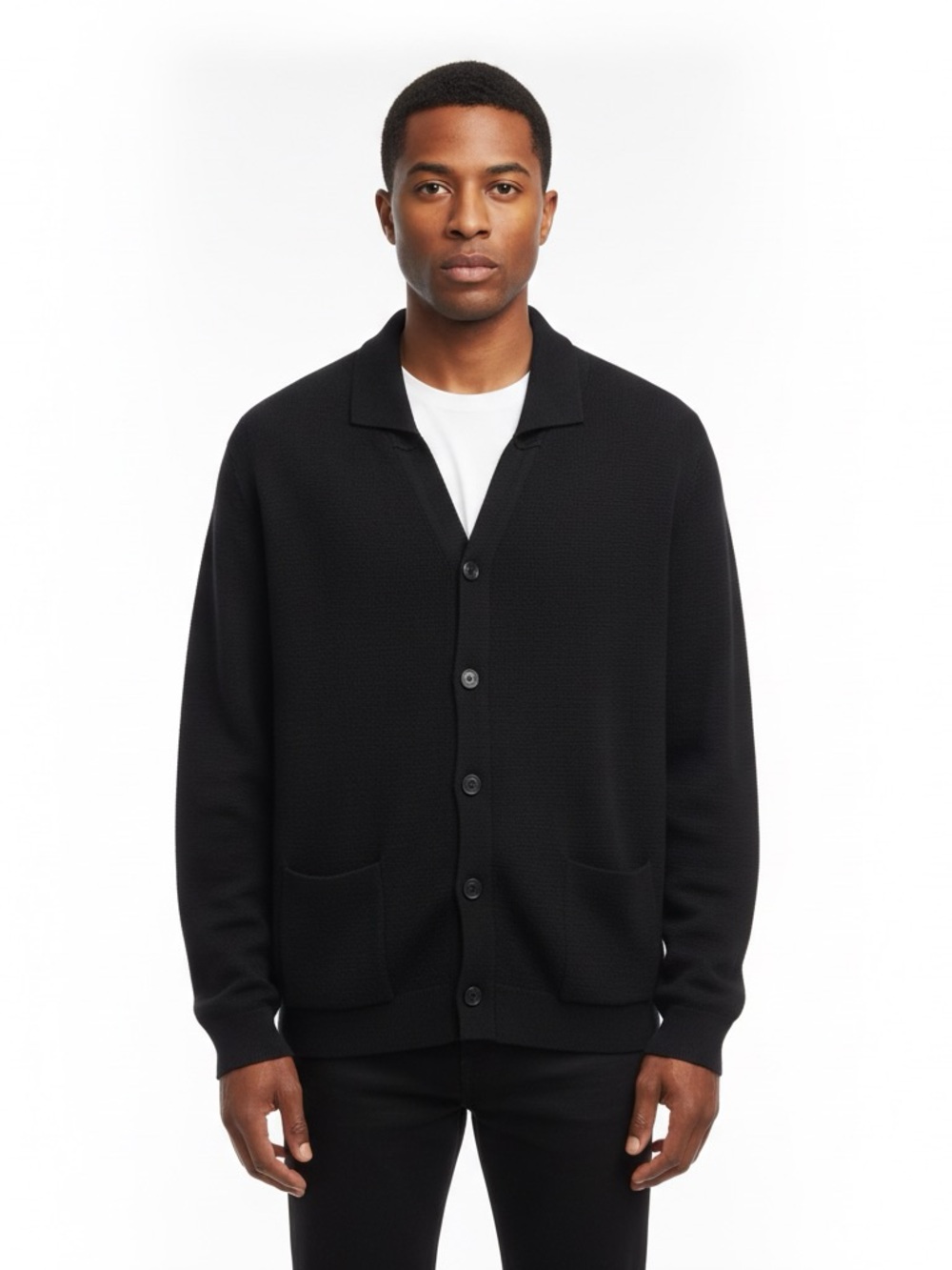 Gorgeous Raffi Black Button-Up Knit Cardigan